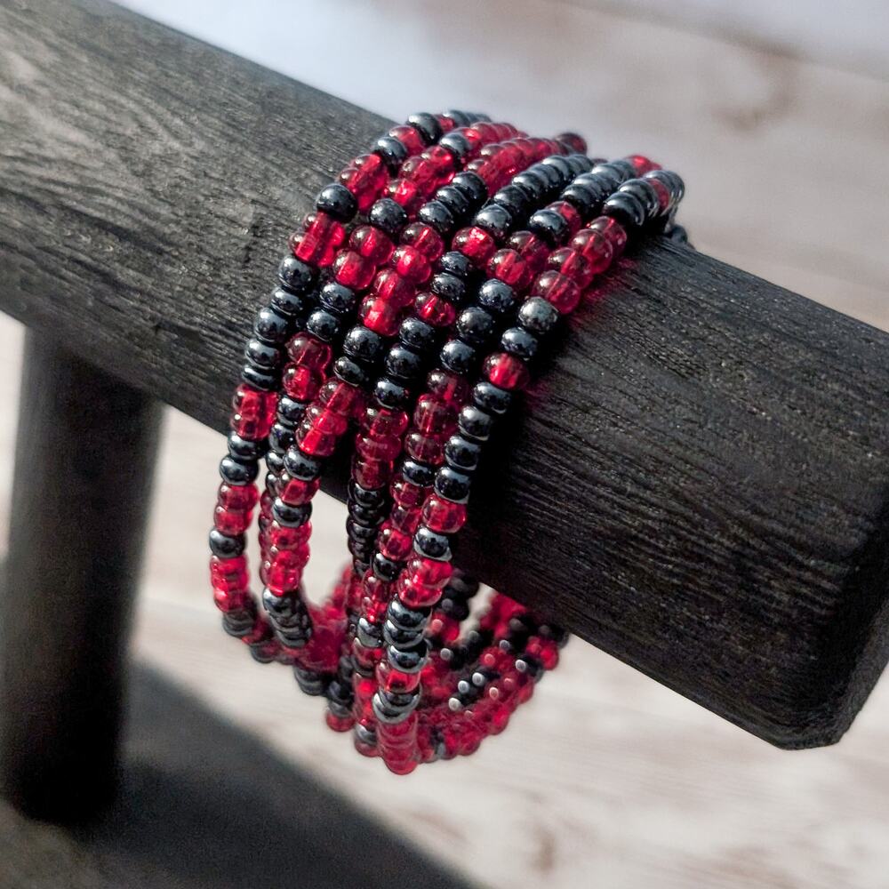 Stretch Bracelet - Red & Black Tones